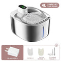 4L Wireless Stainless Steel Pet Water Fountain